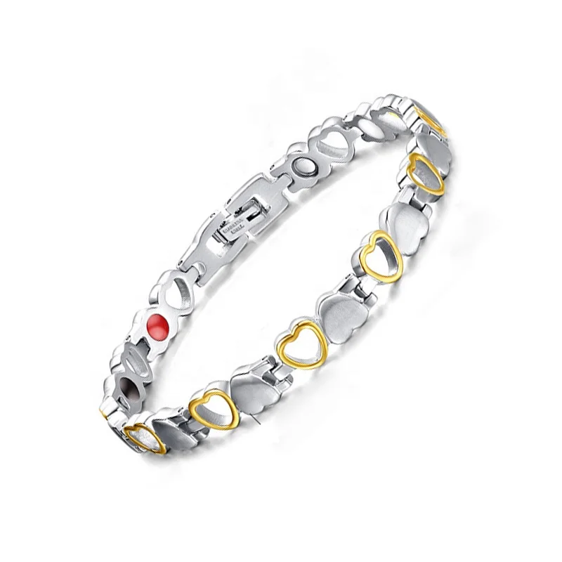 

Оптовая продажа, био-магнитный браслет, браслет из нержавеющей стали с германиевым сердцем для пары
