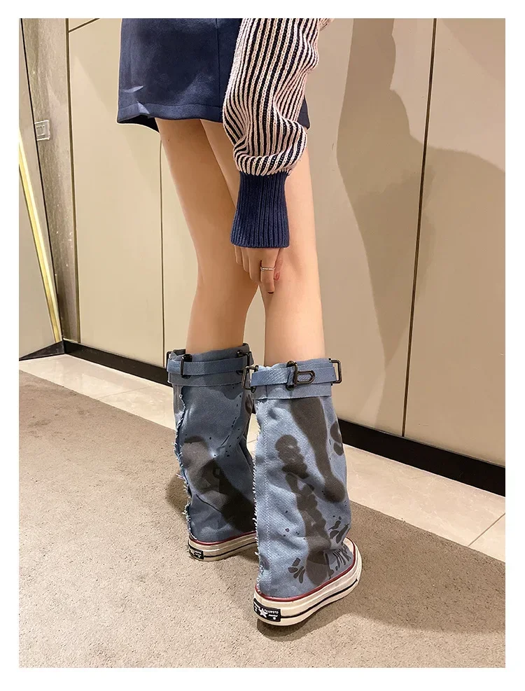 Graffiti Mid Calf Canvas Shoes 14