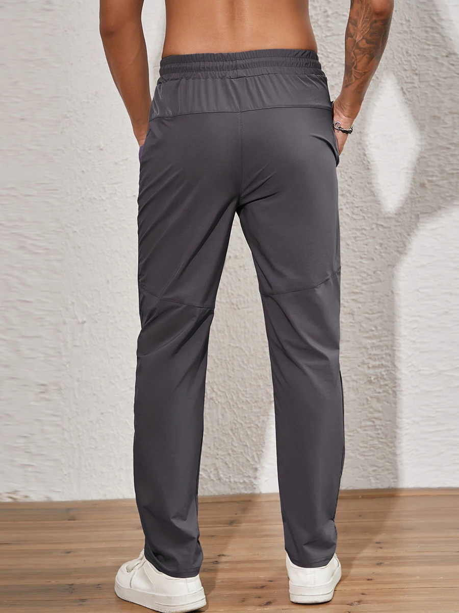 Men's Elastic Waist Pants with Drawstring and Pockets 2