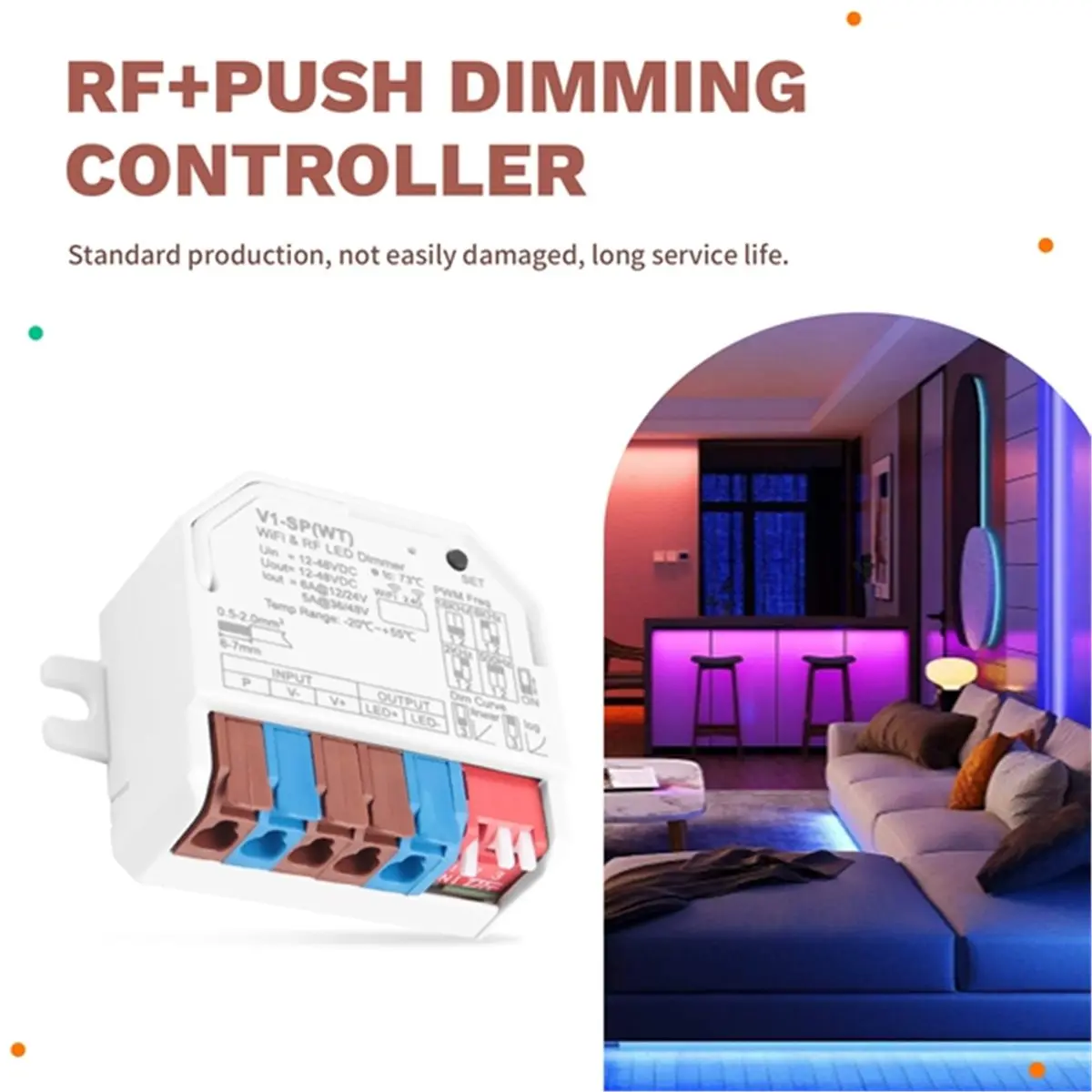A10R V1-SP 투야 스마트 클라우드 WiFi 디밍 푸시 LED 컨트롤러 단일 채널 정전압 밝기 조절