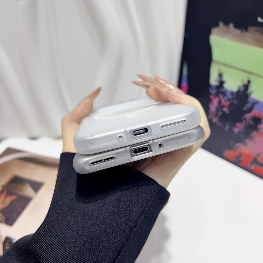 Luxury Translucent Matte Magnetic Case with Wireless Charging Capability - Candy Color Slim Cover