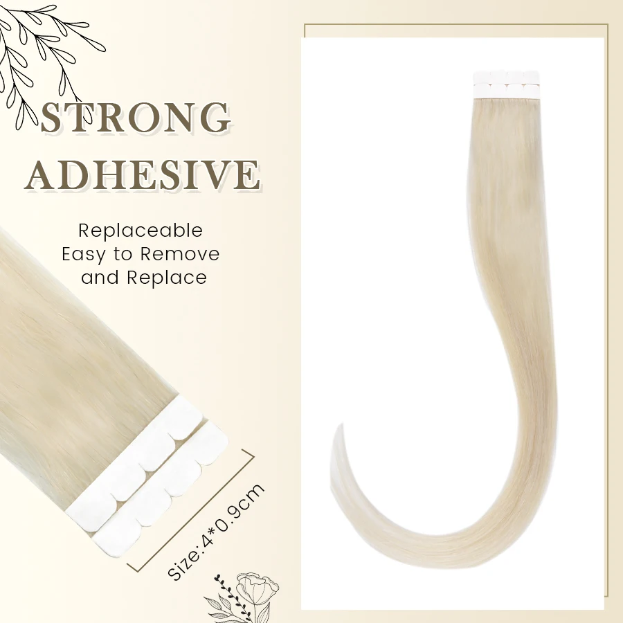 ZURIA M-Tape in Hair Extensions Human Hair Balayage Color Invisible Skin Weft Adhesive Straight Real Human For Women