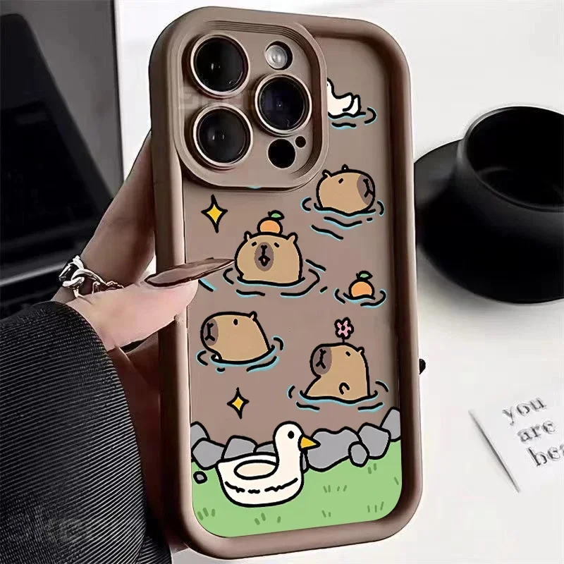 Capybara-Themed Soft Silicone Shockproof Phone Case - Cute and Fun Design