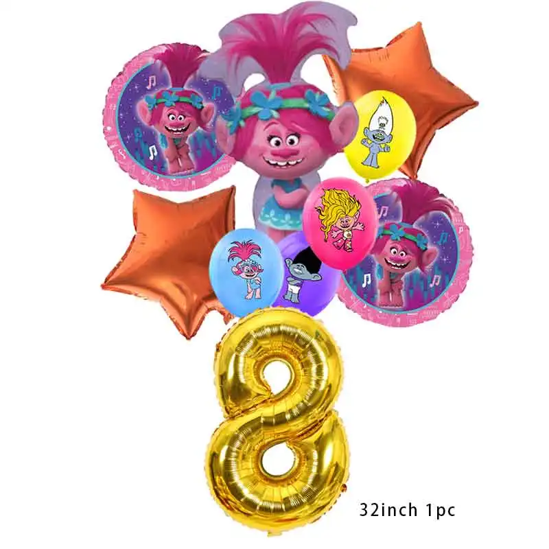 thumbnail image 1 of Globos de aluminio de Trolls de Disney, suministros para fiestas de cumpleaños de niñas, decoración del hogar, globos con números morados, decoración para baby shower de niño y boda, 1 of 5
