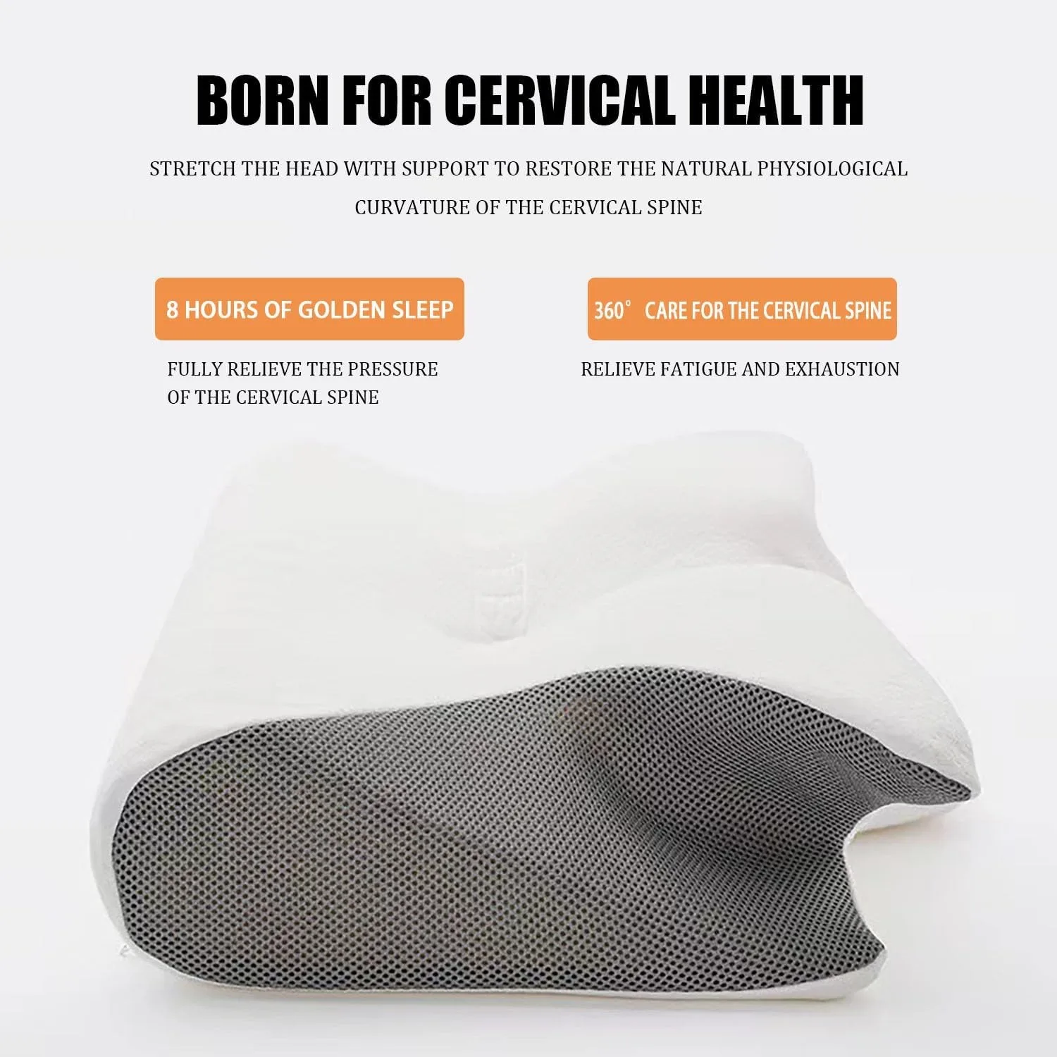 Stitching Color Pillow Memory Foam Cervical Ergonomic Contoured Orthopedic Relaxing Cervical Pillow Versatile Support PillowHome 5