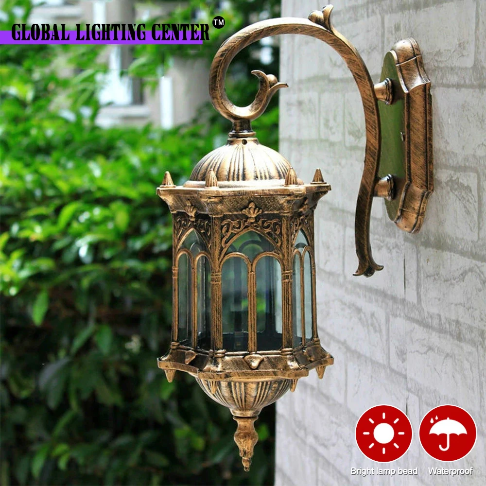 European Wall Lamp Outdoor E27 Waterproof Aluminum Outdoor Lights Home Decoration Garden Courtyard Lamp DC Wiring Light
