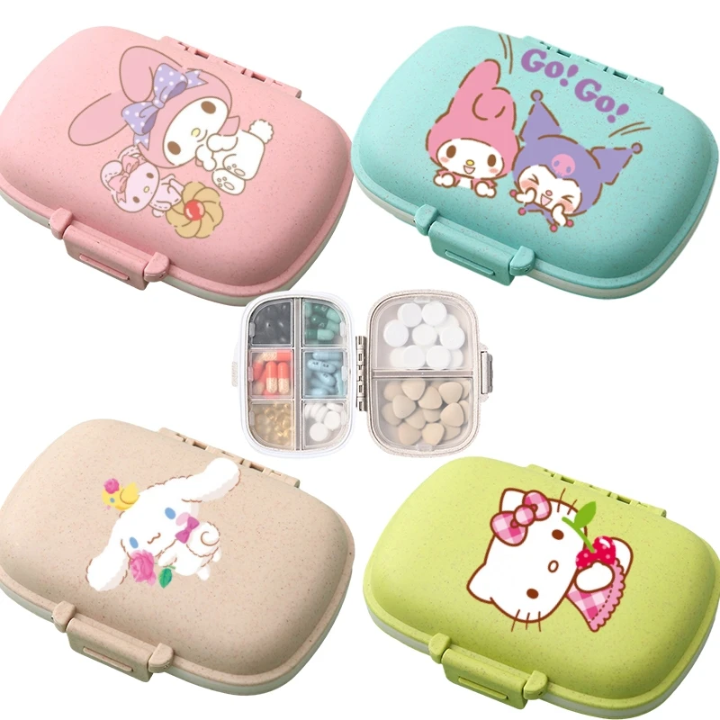 Anime Kawaii Kuromi Girls Mini Scatola Per Pillole Sigillata Hello Kitty Pink Girls Scatola Di Imballaggio Portatile Organizer Per Pillole Custodia Se