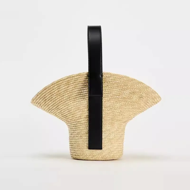 Casual Wicker Woven Basket Bags Rattan Women Handbags Handmade Summer Beach Straw Tote Bag Designer Shoulder Crossbody Bag 2024