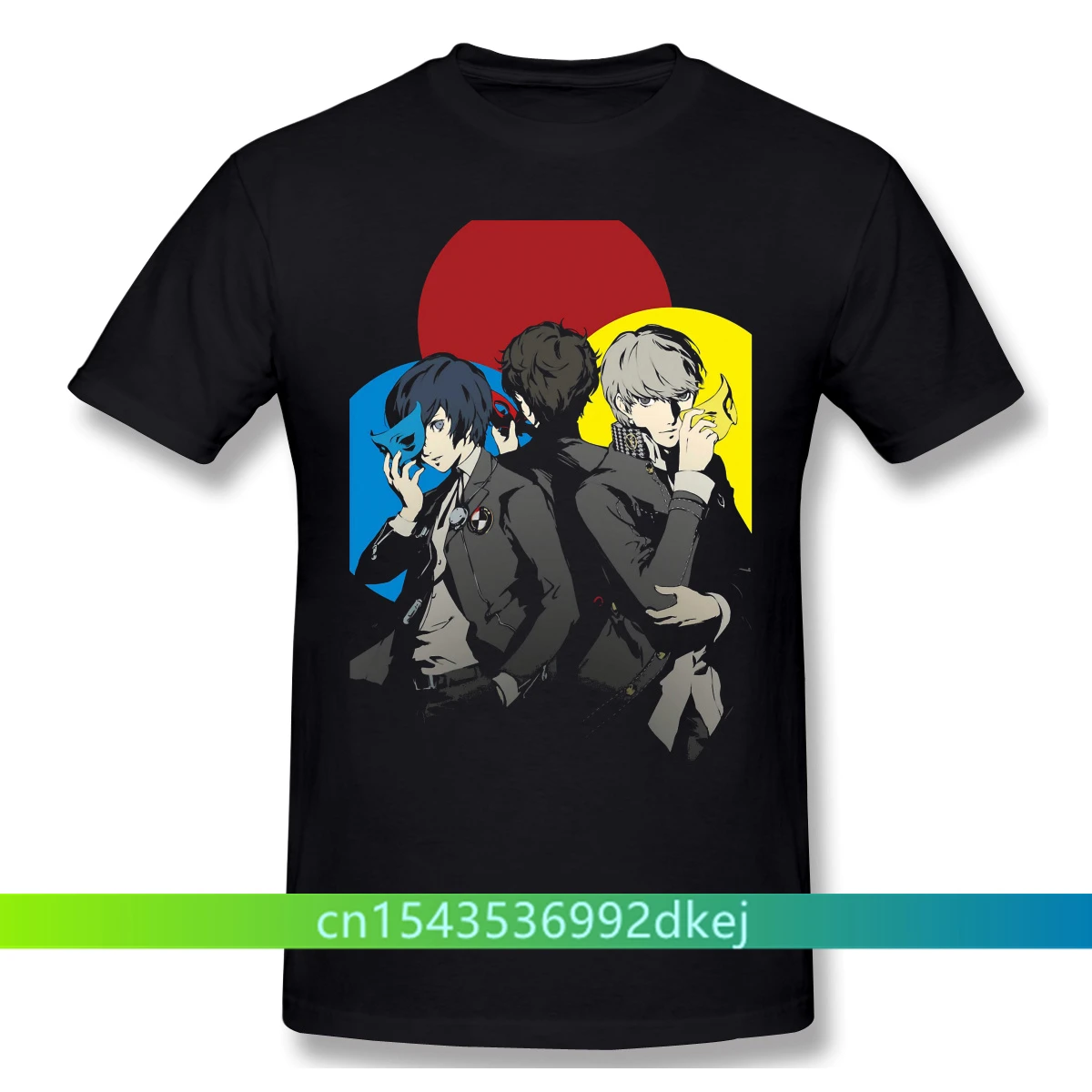 Uomo Shin Megami Tensei Funny Anime Black T-Shirt Persona Leaders With S Pure Cotton Tees Harajuku Daily Life