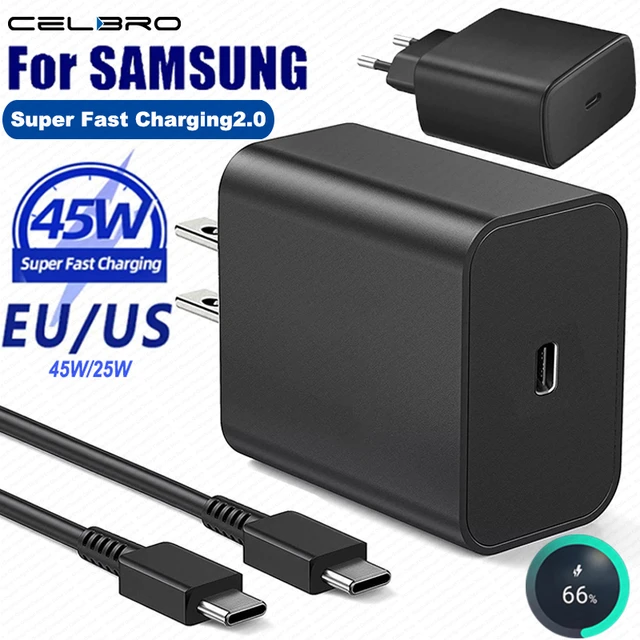 45W Super Fast Charger Plug USB C-C Cable Samsung S23 Ultra S23+ S23 S22