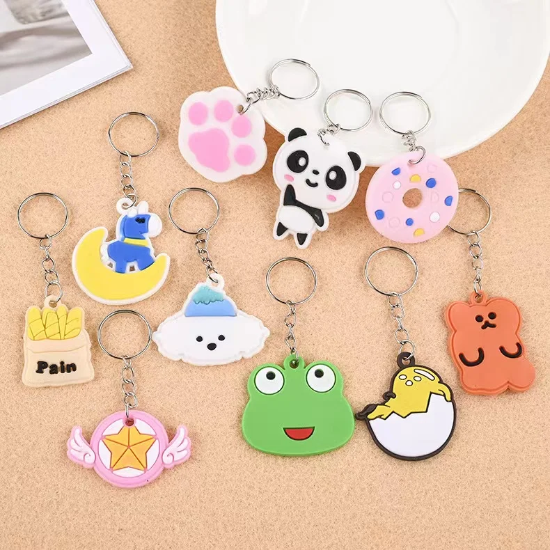 100pcs Key Chain Cartoon Keychain For Kids Party Favors Gift Mini Cute Keyring Classroom Prizes Birthday Christmas Goodie Bag Stuffers