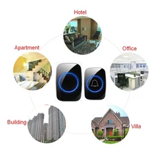  A10 Waterproof Ultra-remote Control Elderly Smart LED Light Calling Bell Home Wireless Door Bell AC Digital Music Doorbell 