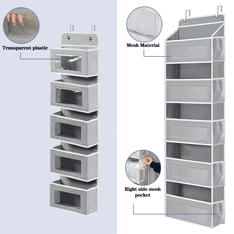 5-Shelf Hanging Bag Storage Organizer Over Door Anti-Tilt Toy Storage Space Saving for Bedroom Bathroom Closet Home Organization