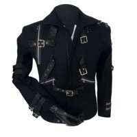 Impersonator Michael Who's BAD Concert Jacket with Punk Rivet Black Outwear 1
