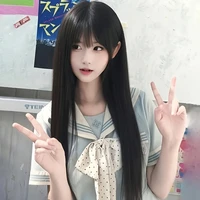Perruque synthétique mode 26 pouces - cheveux longs et raides noirs - cheveux cosplay Halloween - perruque quotidienne - accessoire cheveux haute température 4
