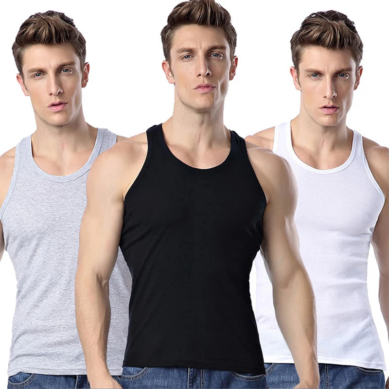 Men's Casual Undershirt Summer High Quality Bodybuilding Fitness Muscle Singlet Male 100%Cotton Sleeveless Workout T-shirt Vest