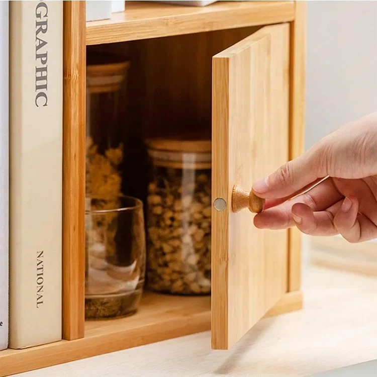 Natural bamboo Desktop Bookshelf Display Storage stand multifunction Book shelves organizers for office and home