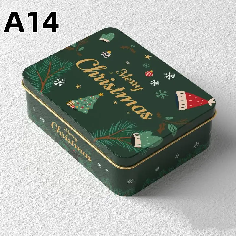 1pc Christmas Tinplate Candy Tin Can Metal Box Cartoon Elk Santa Claus Letter Printed Xmas Candy Cookie Tea Storage Gift Case