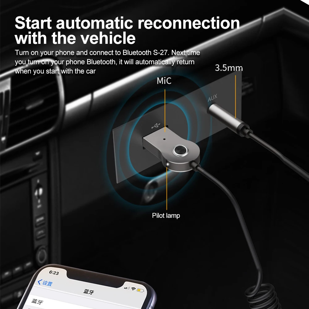 Universal Audio Wireless Bluetooth Receiver Car Music Receiver Adapter  3.5mm Aux Car Bluetooth Adapter Handfree Auto - AliExpress