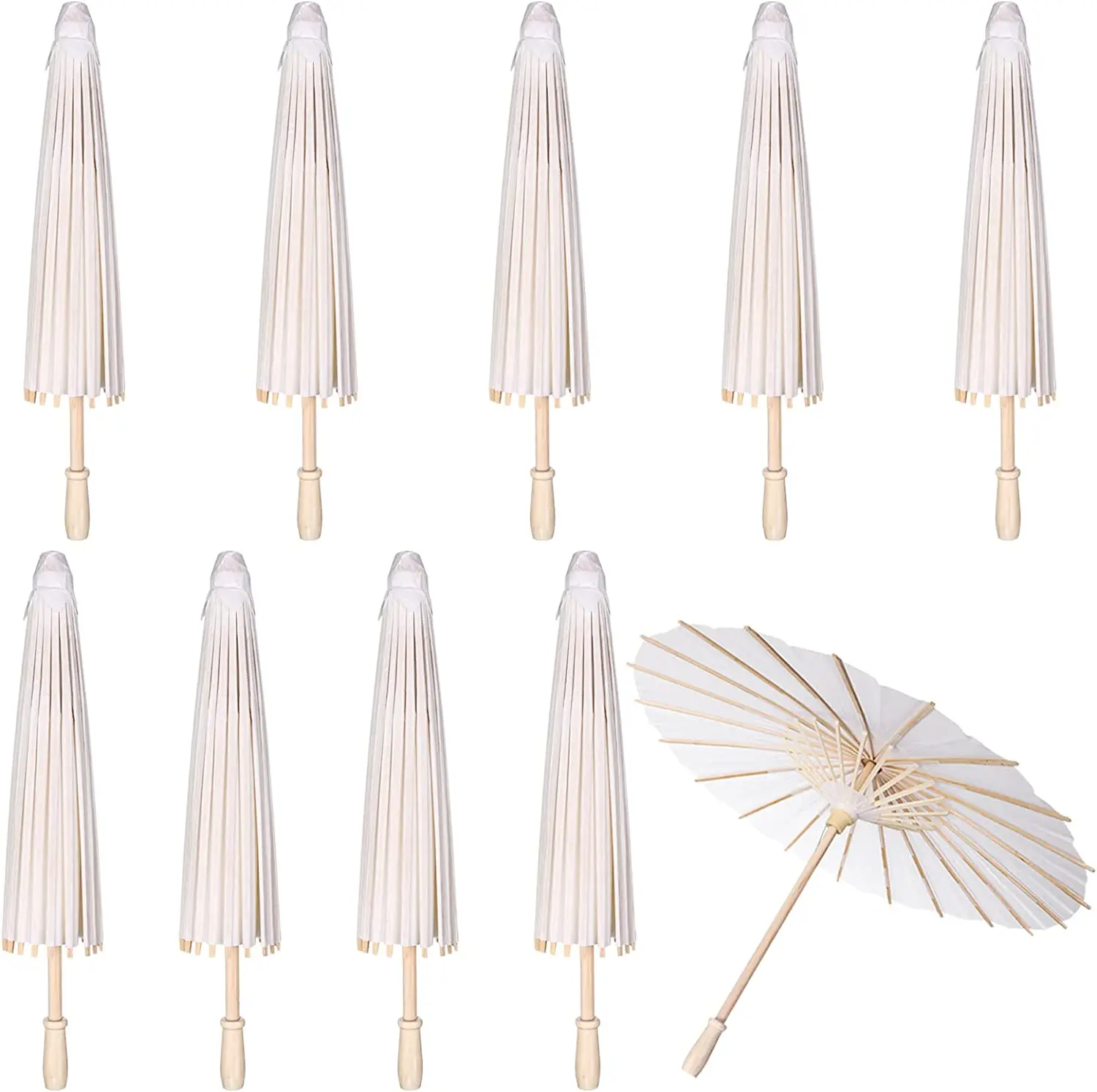 

15/30/50/100PCS Parasol Umbrellas 60cm Wedding Paper Umbrella Photo Cosplay Prop White DIY Umbrella for Bridal Baby Shower Party