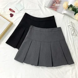 Grey High - Waisted Slimming A - Line Short Skirt - Trendy Autumn 2024 Petite Fashion - S (GRAY)