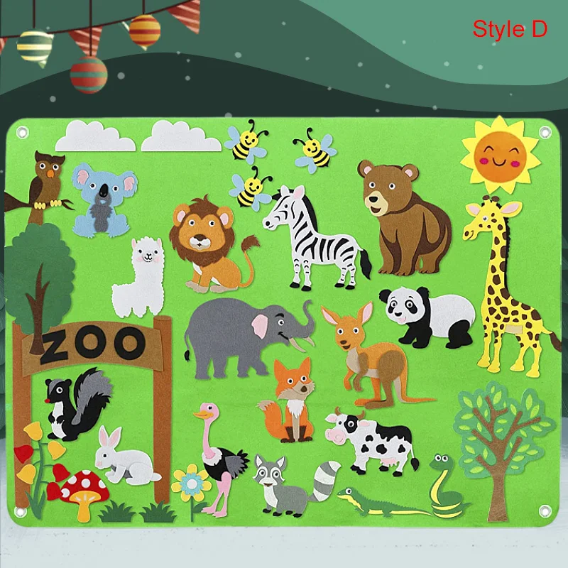 Set di Pannelli in Feltro con Animali della Fattoria, Kit Interattivo per Racconti e Apprendimento Precoce, Giocattoli Puzzle da Appendere al Muro per Bambini - immagine 4