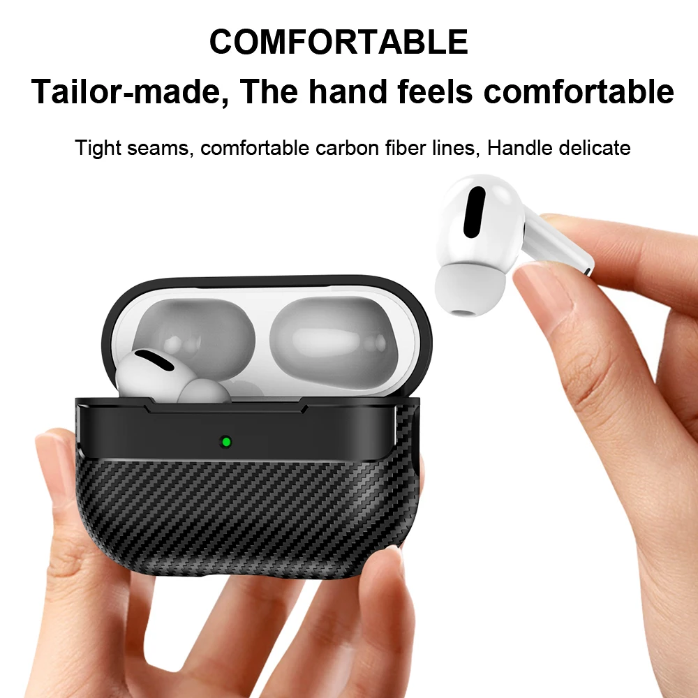 For Original Airpods Pro 2 Case Carbon Fiber Texture Soft Silicone Earphone Case Shockproof With Hook For Funda Air Pods 4 Cover 2