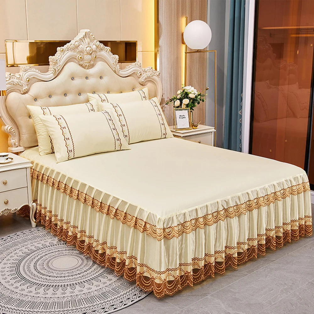Однотонное покрытие с оборками и двумя краями, мягкое покрывало для кровати, удобное постельное белье, стиль Palast-HI-Rock