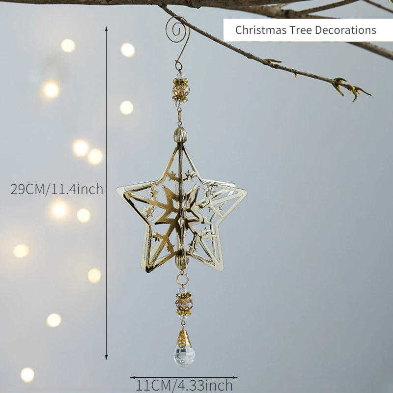 thumbnail image 1 of Adornos de decoración para árbol de Navidad en 3D, colgantes de metal con forma de copo de nieve y carámbanos, de cristal transparente, para árbol, fiesta de invierno y año nuevo, 1 of 5