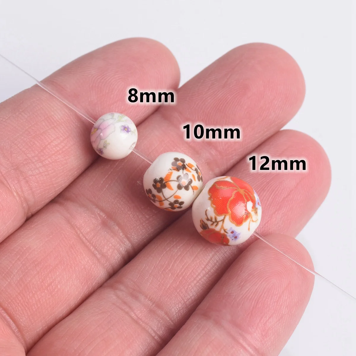 Spacer Beads 10pcs 10mm 12mm Flower Patterns Round Ceramic Porcelain Loose For DIY Crafts Bracelet Jewelry Making 1#~44#