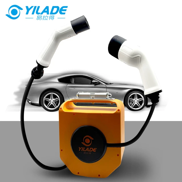 Retractable Ev Charger Cable Reel 32a Sae J1772 Ev Charging Cable
