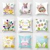 45x45cm Happy Easter Cushion Cover Spring  Home Decorative Flower Garland Rabbit  Egg Print Pillow Case 1