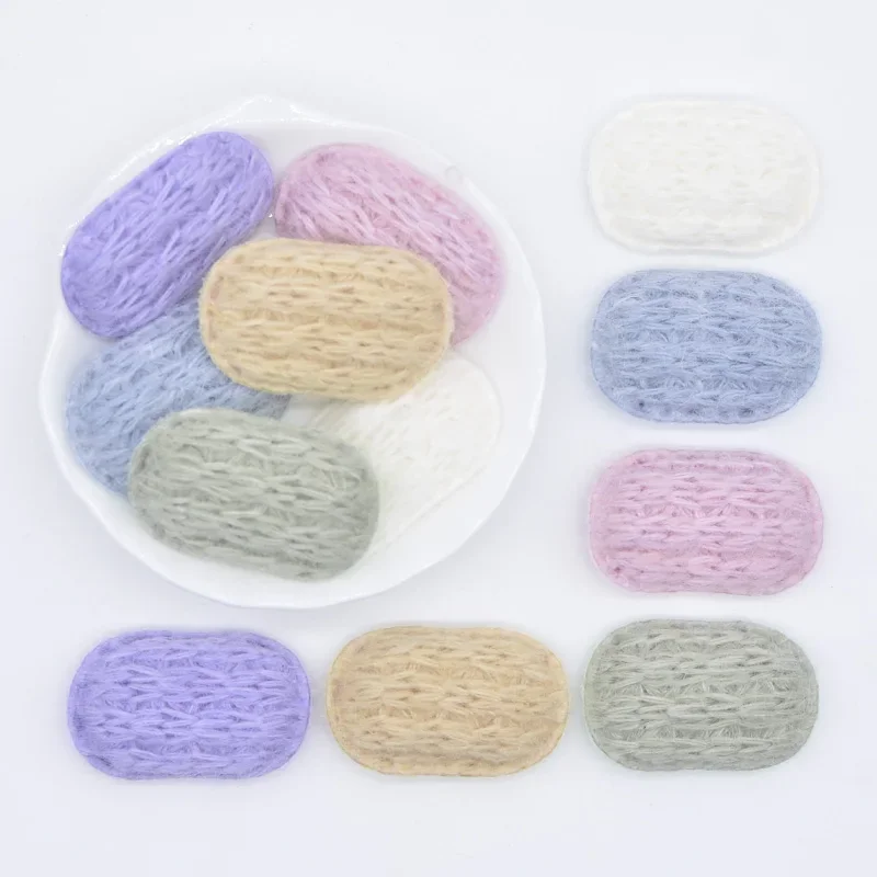 24 Stücke 38*25mm Strickmuster Woolen Flauschigen Clip Applikation für Kleidung Nähen Patches DIY Kopfbedeckung Haar BB Clips Zubehör