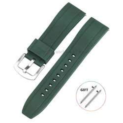Universal Waterproof Sport Silicone Watch Band with Quick Release - Rubber Strap - Black Buckle (Green)