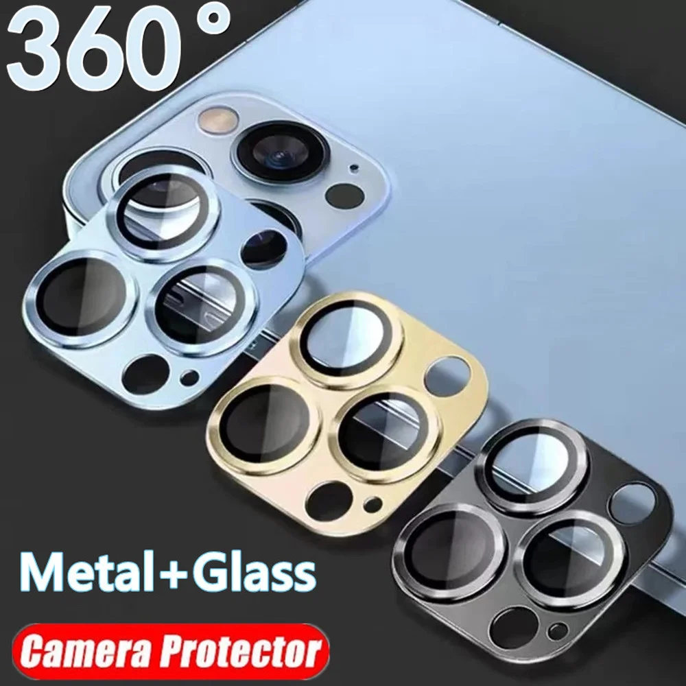 Premium Tempered Glass Camera Lens Protector with Metal Frame