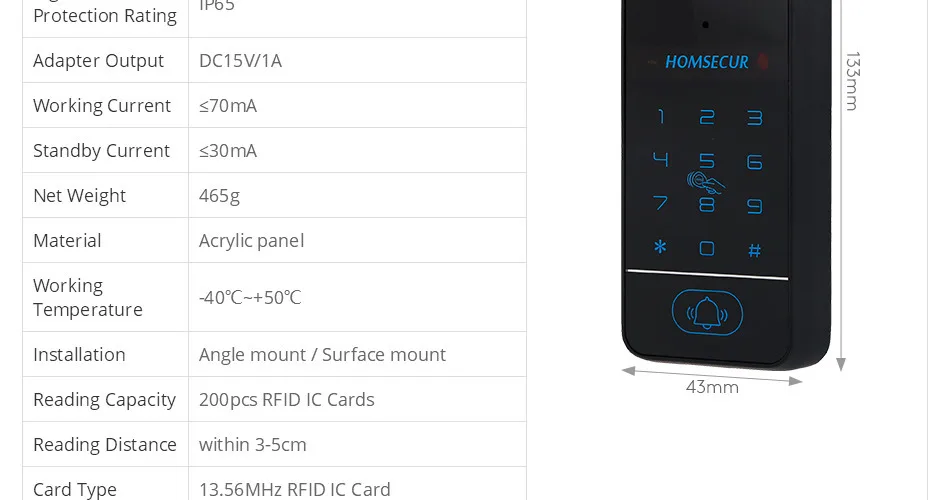 Sefe66c85153c46458a52617050e5632f9 HOMSECUR 7" 4 Wire Tuya WIFI HD Video Doorphone Entry Intercom Password/Card Doorbell Camera Monitoring Recording Snapshot