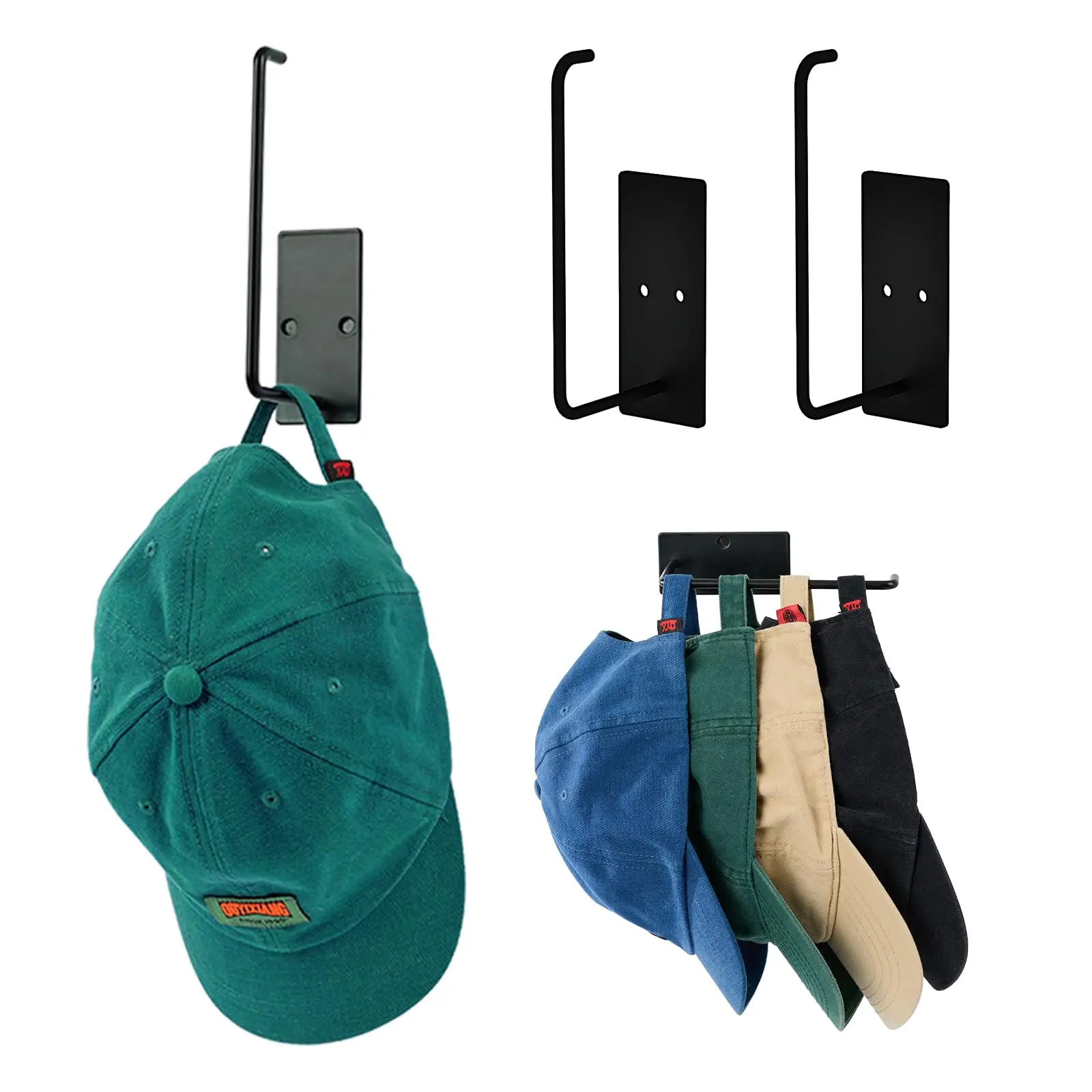 Hat Rack for Baseball Caps 2 Pack, Adhesive Hat Organizer for Wall Mount, Holder Closet Bedroom, Strong Hanger