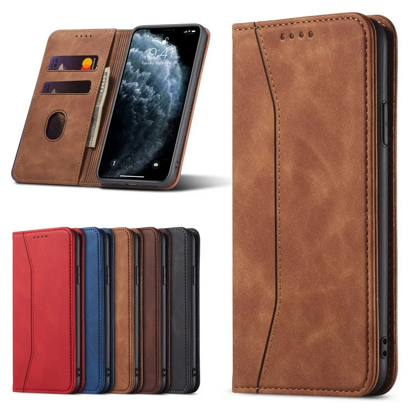 IK84 Anti Drop Card Slot Wallet Small Cow Pattern Magnetic Flip Cover Protective Case For iPhone 15 pro 14 promax