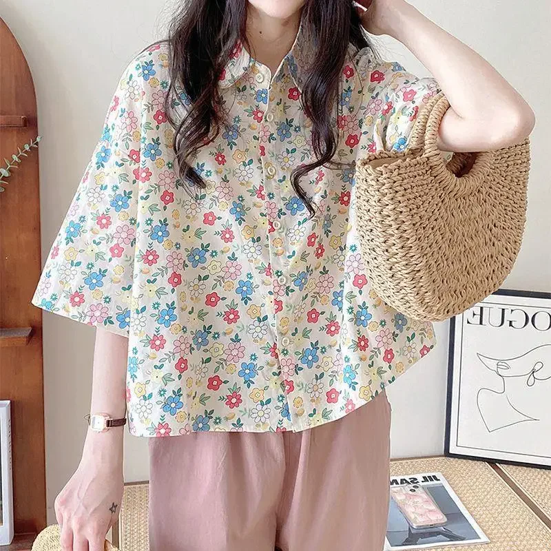 Women's Japanese Harajuku Splattered Flower Cropped Sleeveless Top