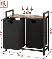 Laundry Basket Organizer, Laundry Hamper with Shelf & 2 Pull-Out Removable Bags, Dirty Clothes Hamper Organizer for Laundry Room 1