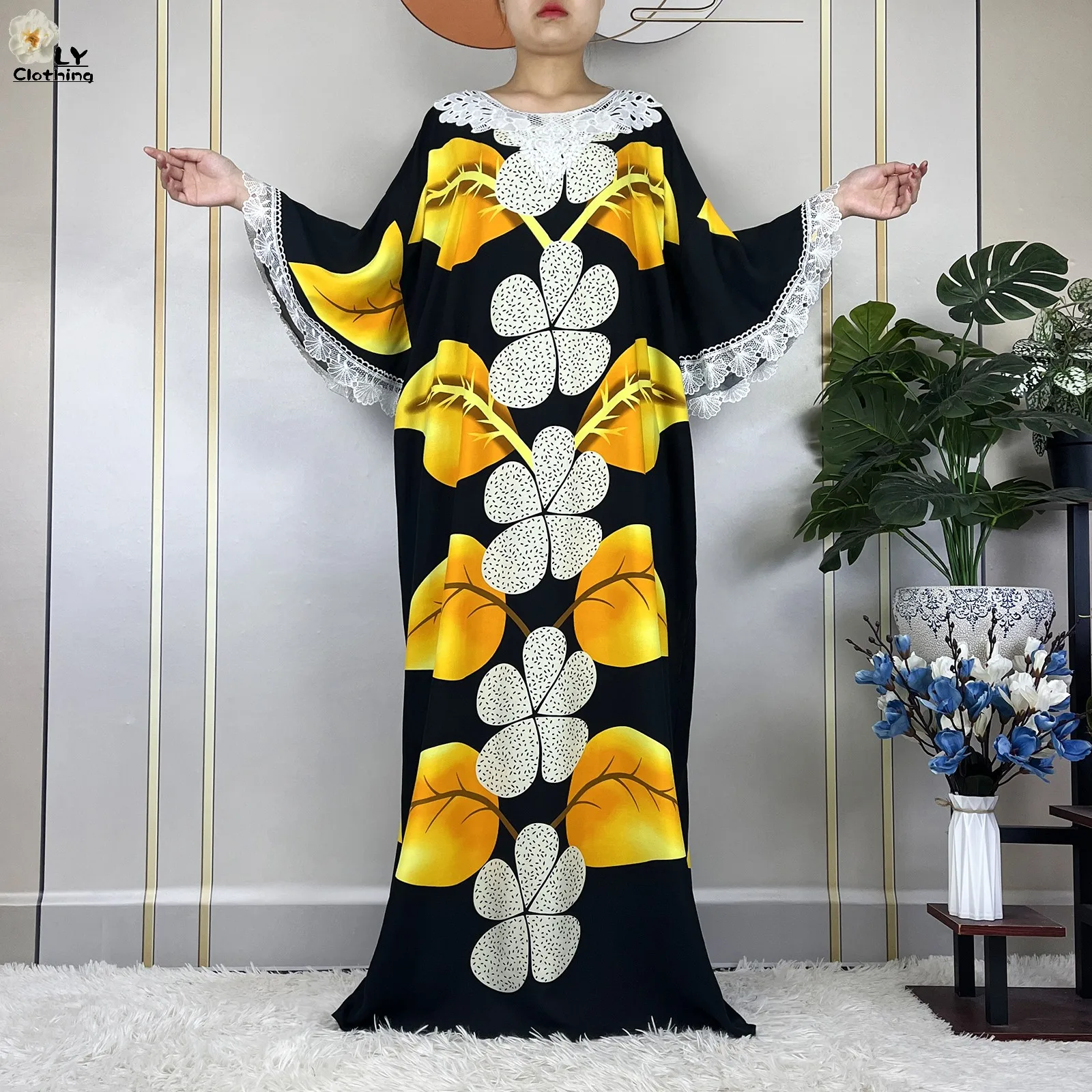 2023 New Muslim Sets Summer Cotton Fabric Dresse With Big Scarf For Women Tassels Short Sleeve Robe African Traditional Abayas