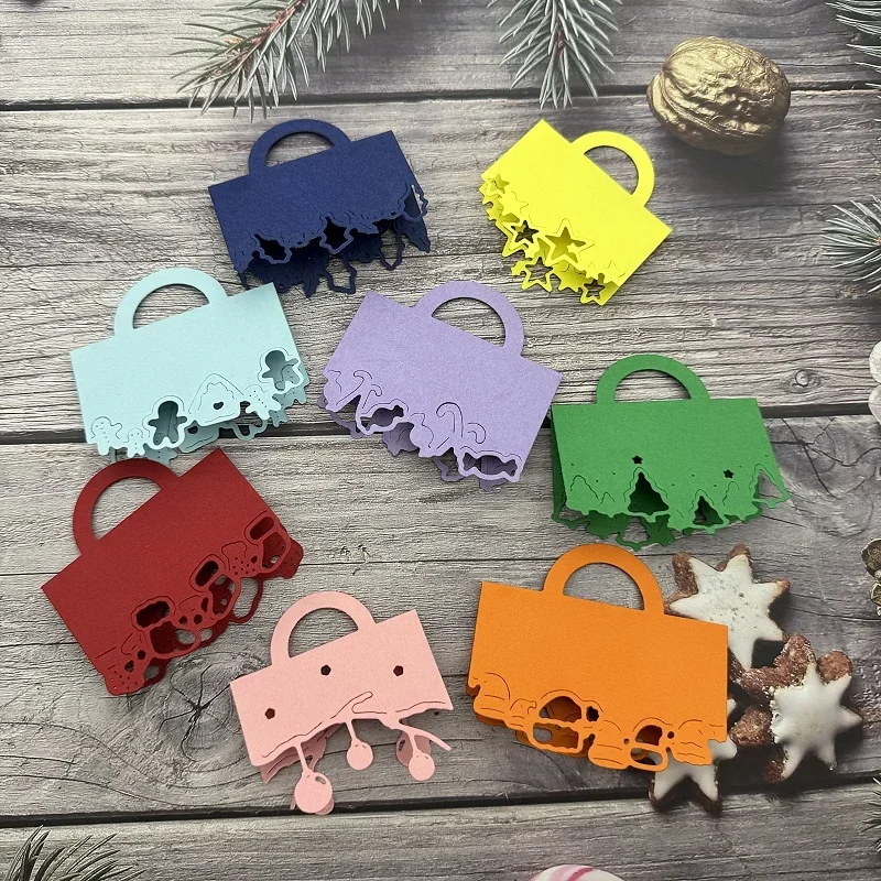 2025 크리스마스 카드 스타 핸들 가방 금속 커팅 다이, 스크랩북 제작 나이프 몰드 블레이드 펀치 스텐실 엠보싱, 신제품