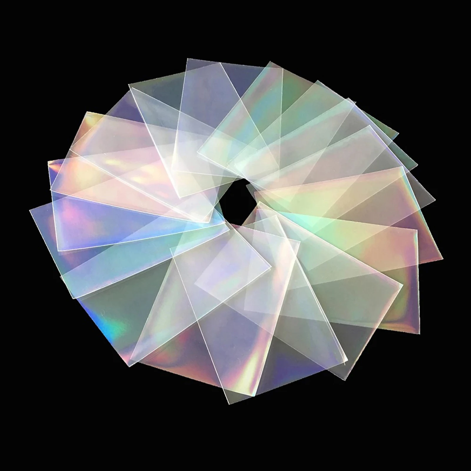 100PCS Rainbow Laser Holographic Clear Card Sleeve Transparent Tarot Protector Foil Photo Poker Cards Protective Film | Спорт и