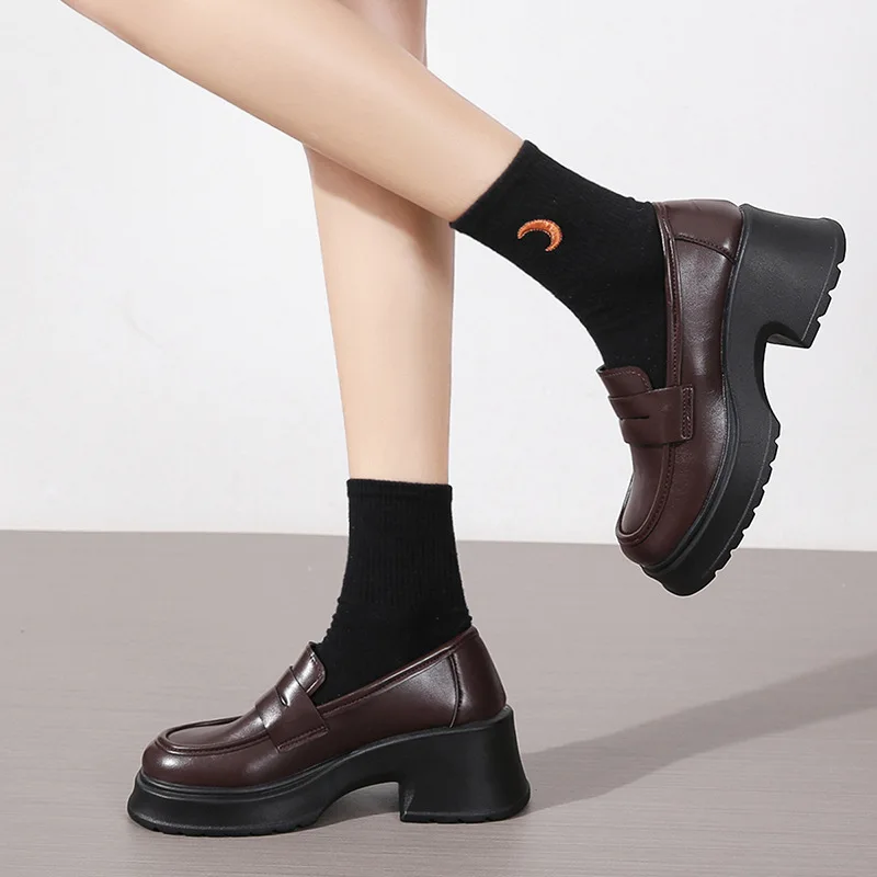 Women's Loafers Spring British Style Slip On Platform Mary Jane Shoes Woman Japanese Jk Uniform Lolita Shoes Women