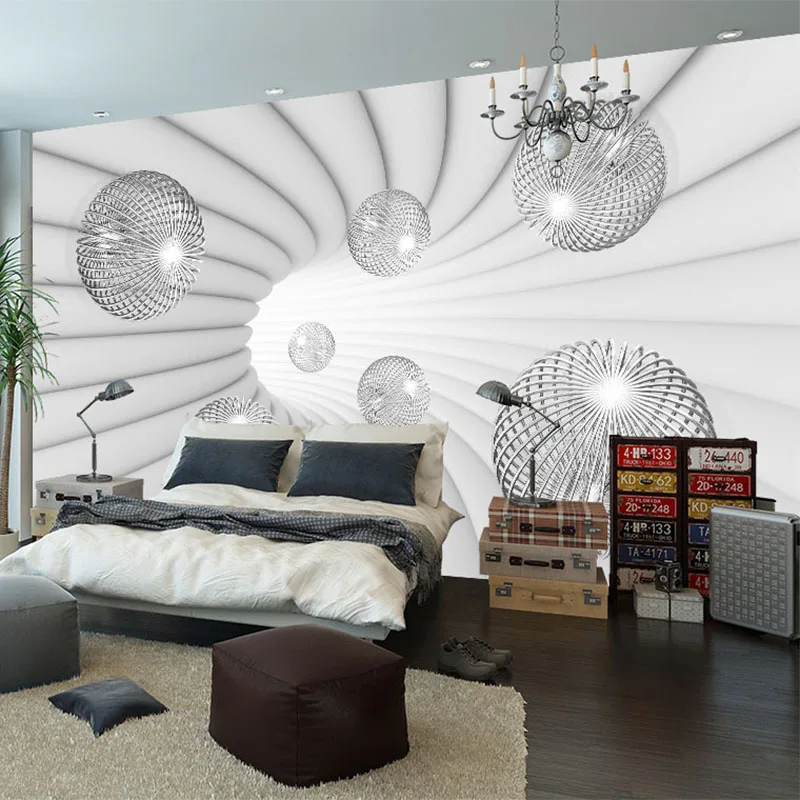 Modern 3D Stereoscopic Ball Mural Wallpaper Living Room Study Background Wall Painting Space Extension Wall Papers For Wall 3 D