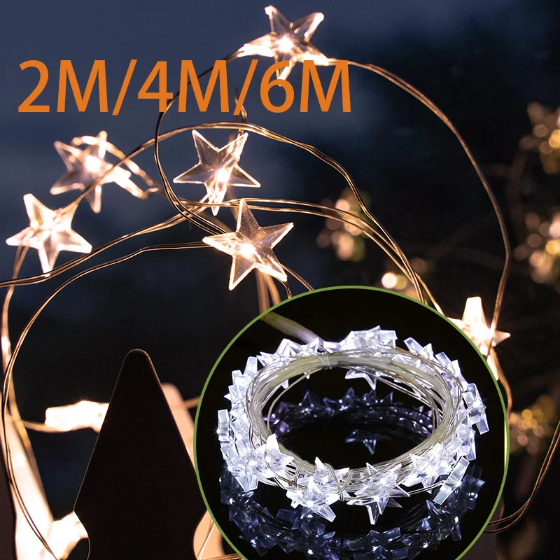 

20/40/60 Stars Christmas Lights Battery Operated Led String Adapter USB Fairy Curtain Lights Indoor Bedroom Wedding Decoration