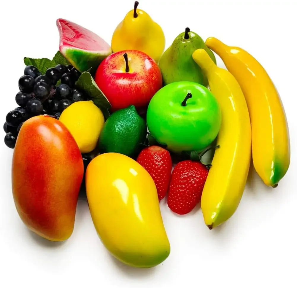 Artificial Fruits and Vegetables Artificial Fruits for Home Decoration Fake Strawberry Mango Bananas Party Christmas Model for Photoshoot 14 PCs/Set
