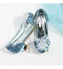 Fantasia Princess Shoes for Girls leather Sandal Summer Children's Shiny Snow Queen Fairy Party High Heels Leather Crystal Shoes 3