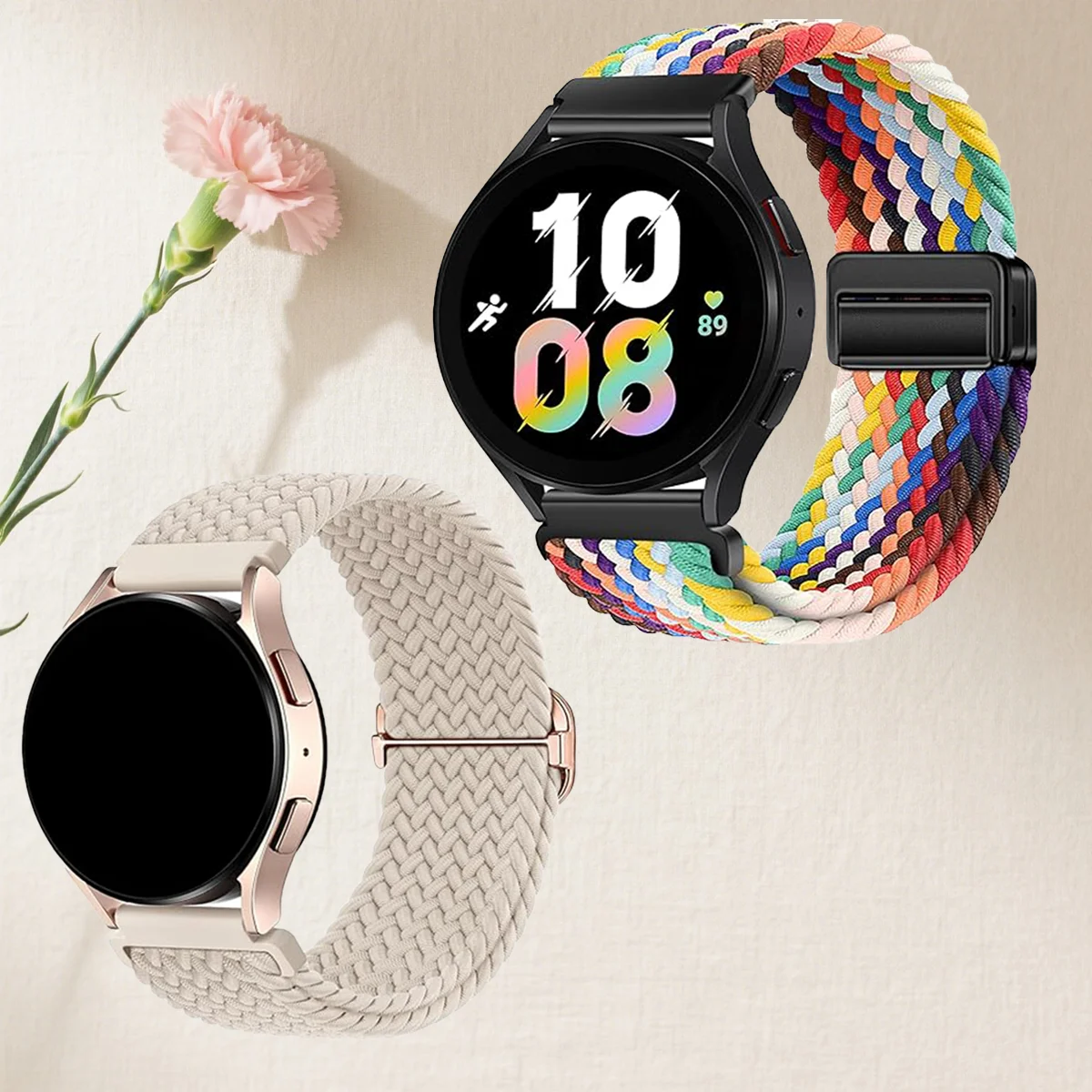 Dual Pack Braided Loop Magnetic Strap with Elastic Nylon Band