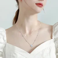 M-JAJA 1ct Halo Moissanite pendentif collier pour femmes S925 en argent Sterling diamant collier ras du cou pendentif de mariage chaîne bijoux 3